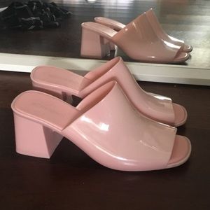 Baby pink Jeffrey Campbell mules